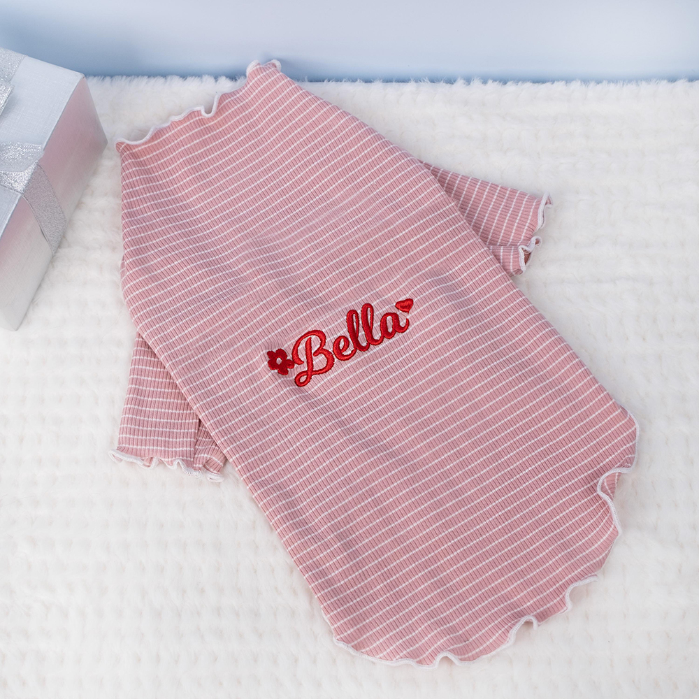 Personalized Embroidery Pet Cozy Cotton Sleepwear Pajamas | BKPet398