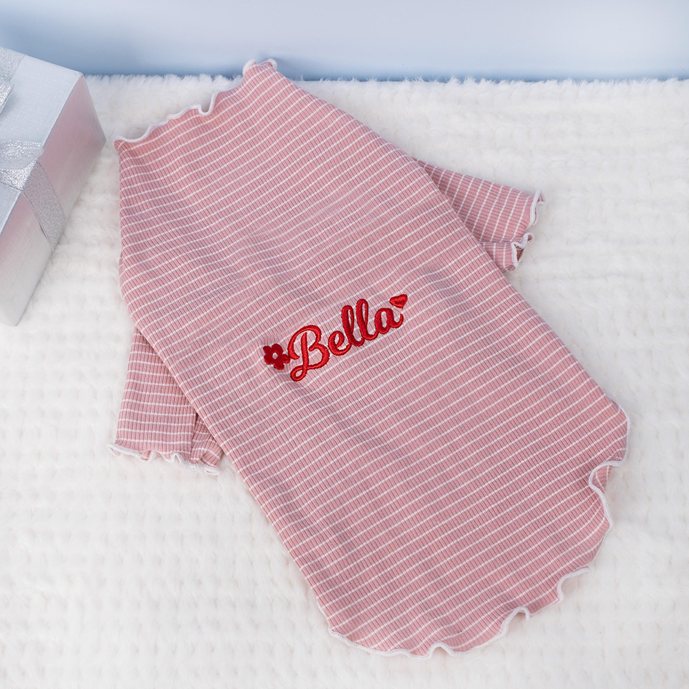 Personalized Embroidery Pet Cozy Cotton Sleepwear Pajamas | BKPet398