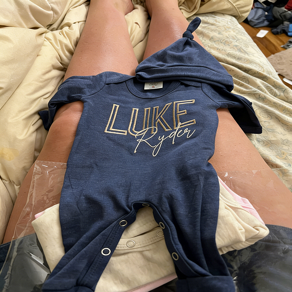 Personalized Embroidery Baby Coming Home Romper and Hat Set | CWBaby203