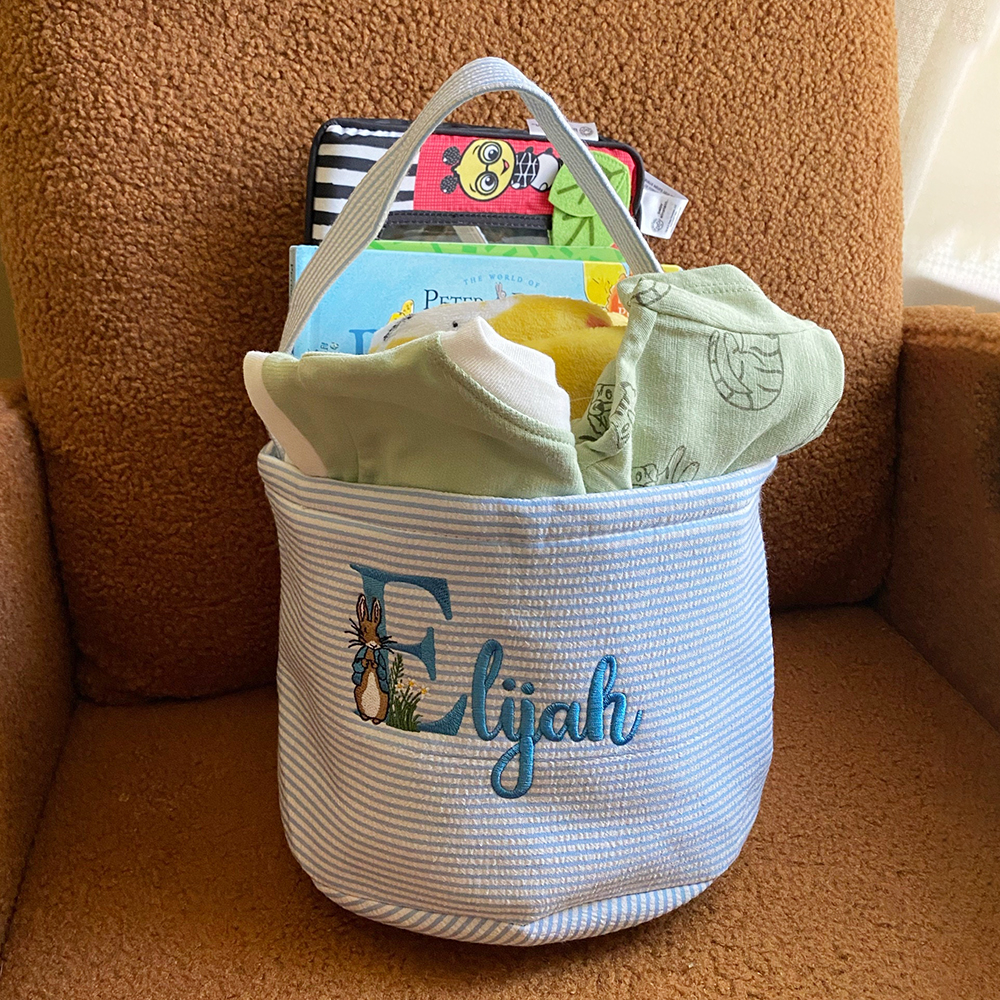 Personalized Embroidered Easter Bunny Basket | CWEaster85
