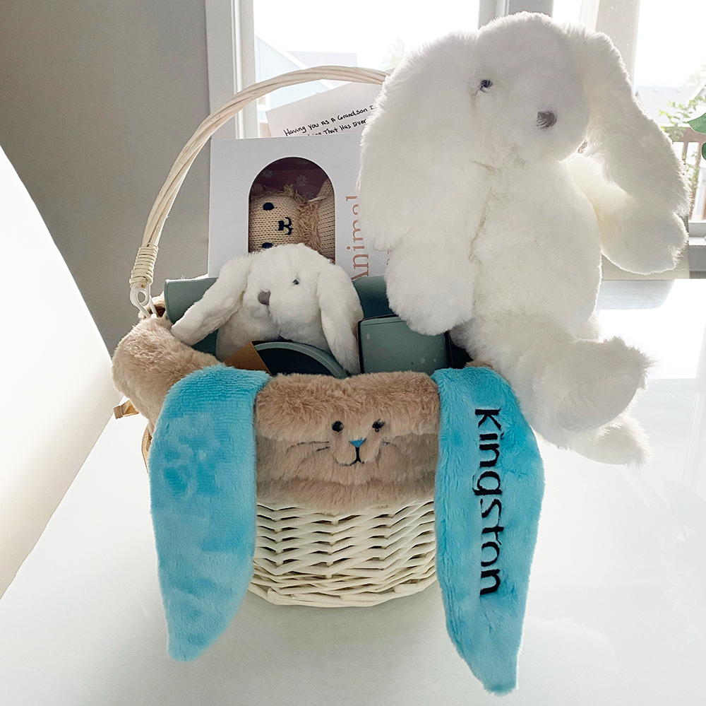 Personalized Embroidered Easter Bunny Basket Liner (Not Include Basket) | CWEaster86