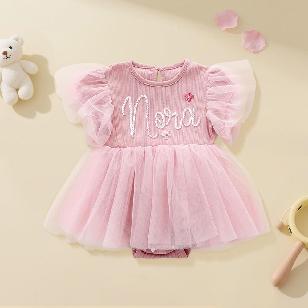Personalized Hand Embroidered Baby Girl Tutu Dress | CWBaby428