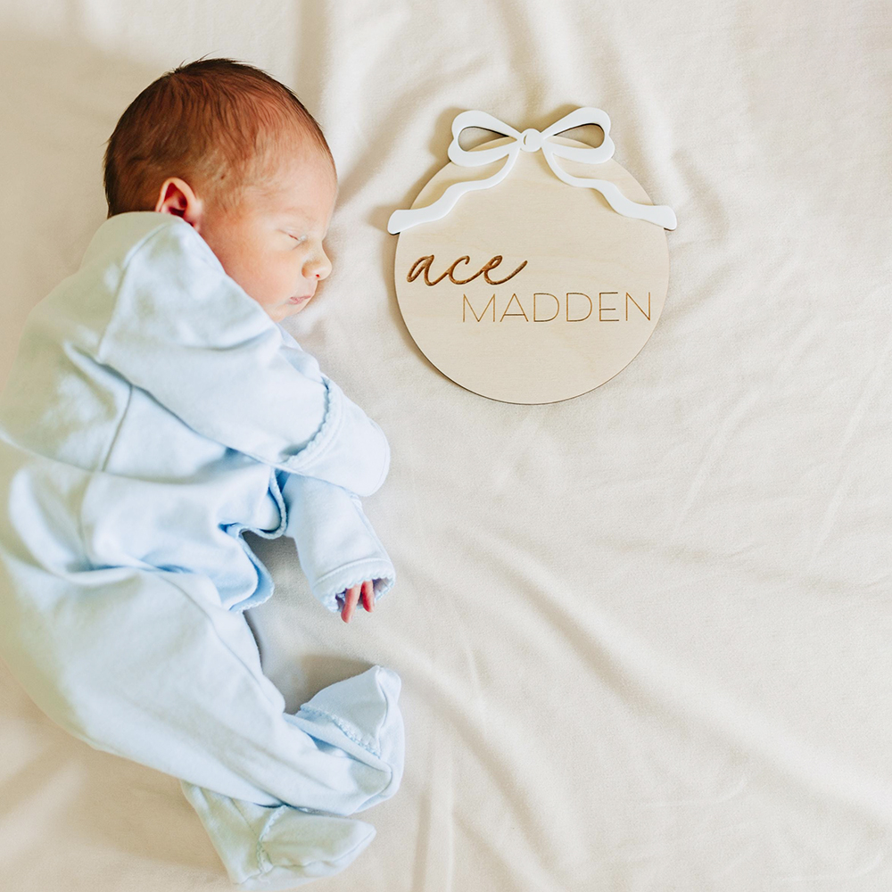 Personalized Wooden Baby Girl Birth Announcement Plate | CWBaby431