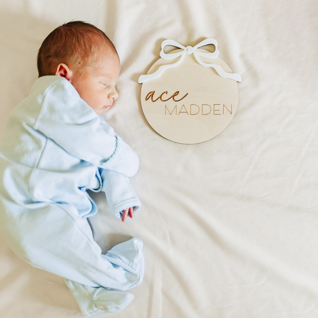 Personalized Wooden Baby Girl Birth Announcement Plate | CWBaby431