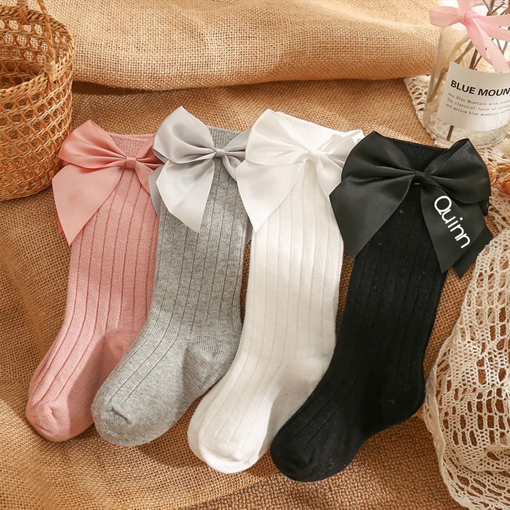 Personalized Baby Girl Satin Bow Socks | CWBaby434