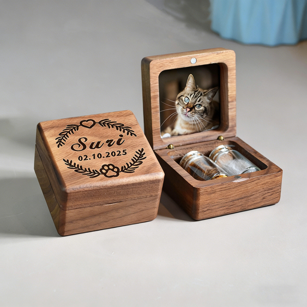 Personalized Wooden Pet Memorial Fur Keepsake Box | BKPet421