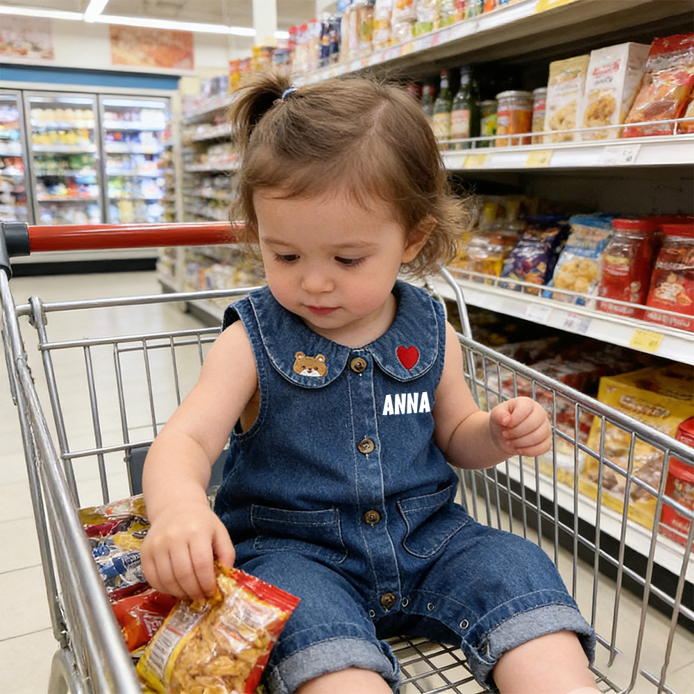 Personalized Baby Lovely Cozy Denim Overalls | CWBaby455