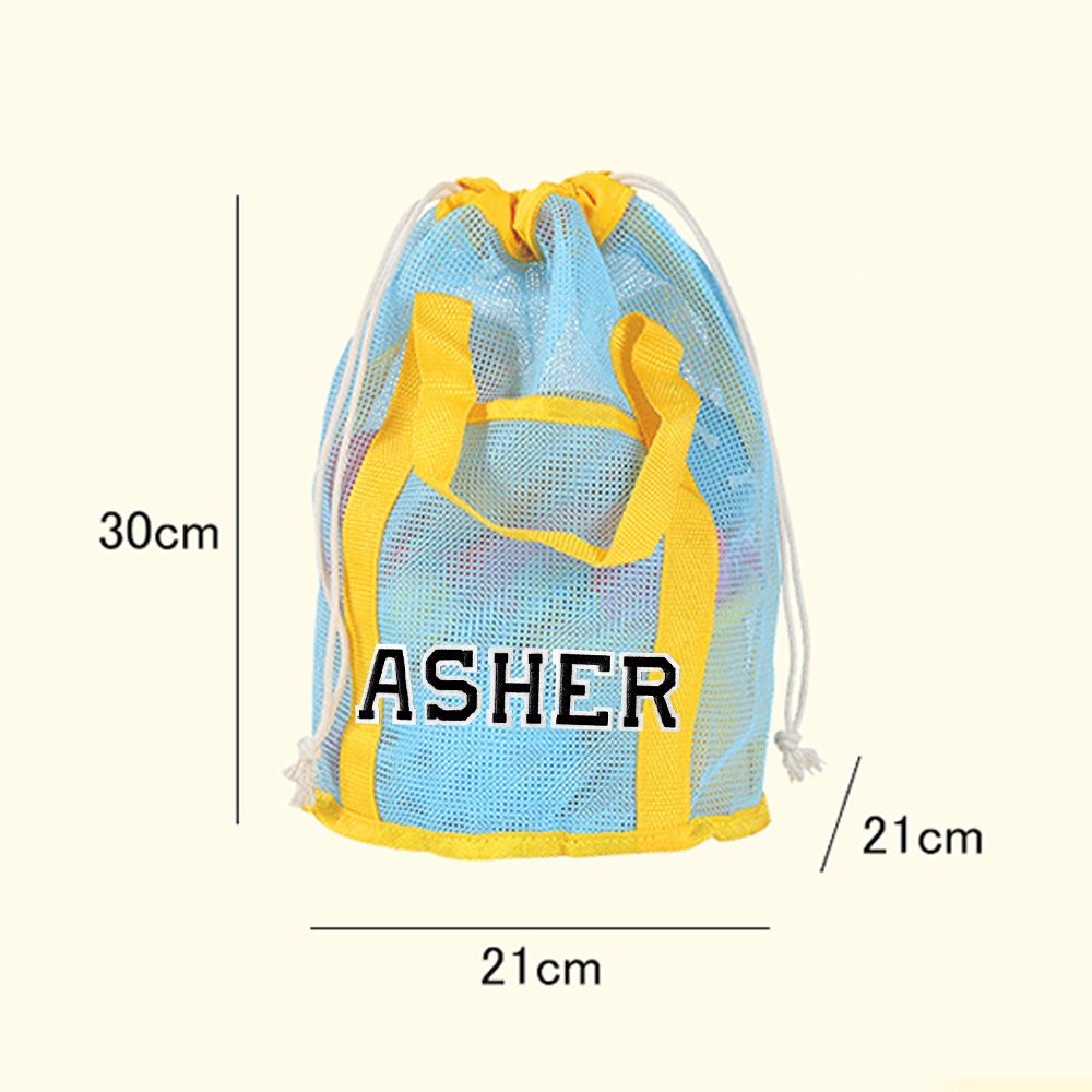 Personalized Letter Patch Summer Beach Mesh Bag | CWBeach219