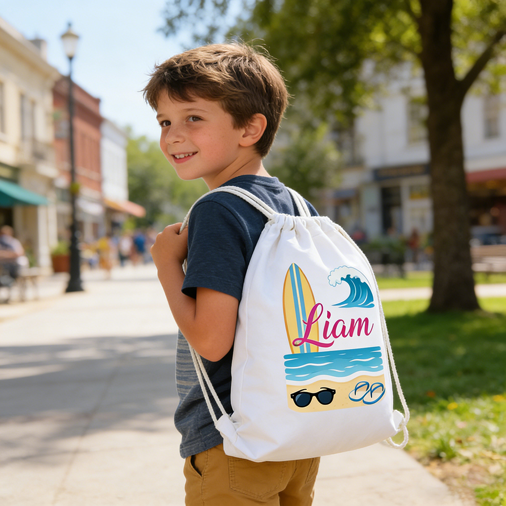 Personalized Kid Summer Beach Drawstring Bag | CWBeach220