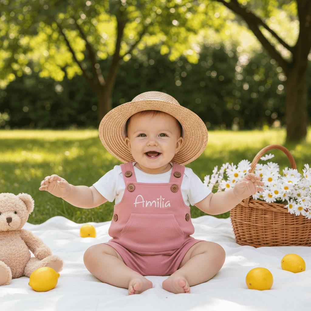 Personalized Embroidery Baby Suspenders Jumpsuit | CWBaby460