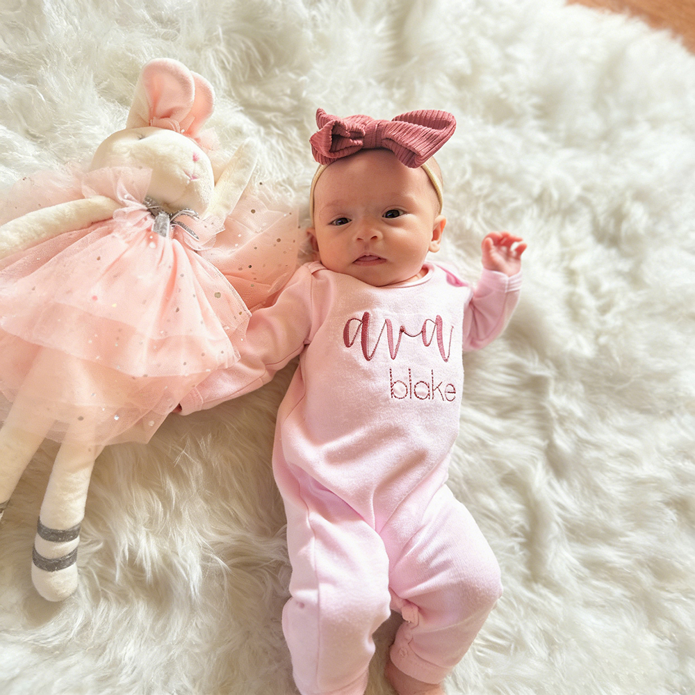 Personalized Embroidery Baby Girl Coming Home Outfit Set | CWBaby461