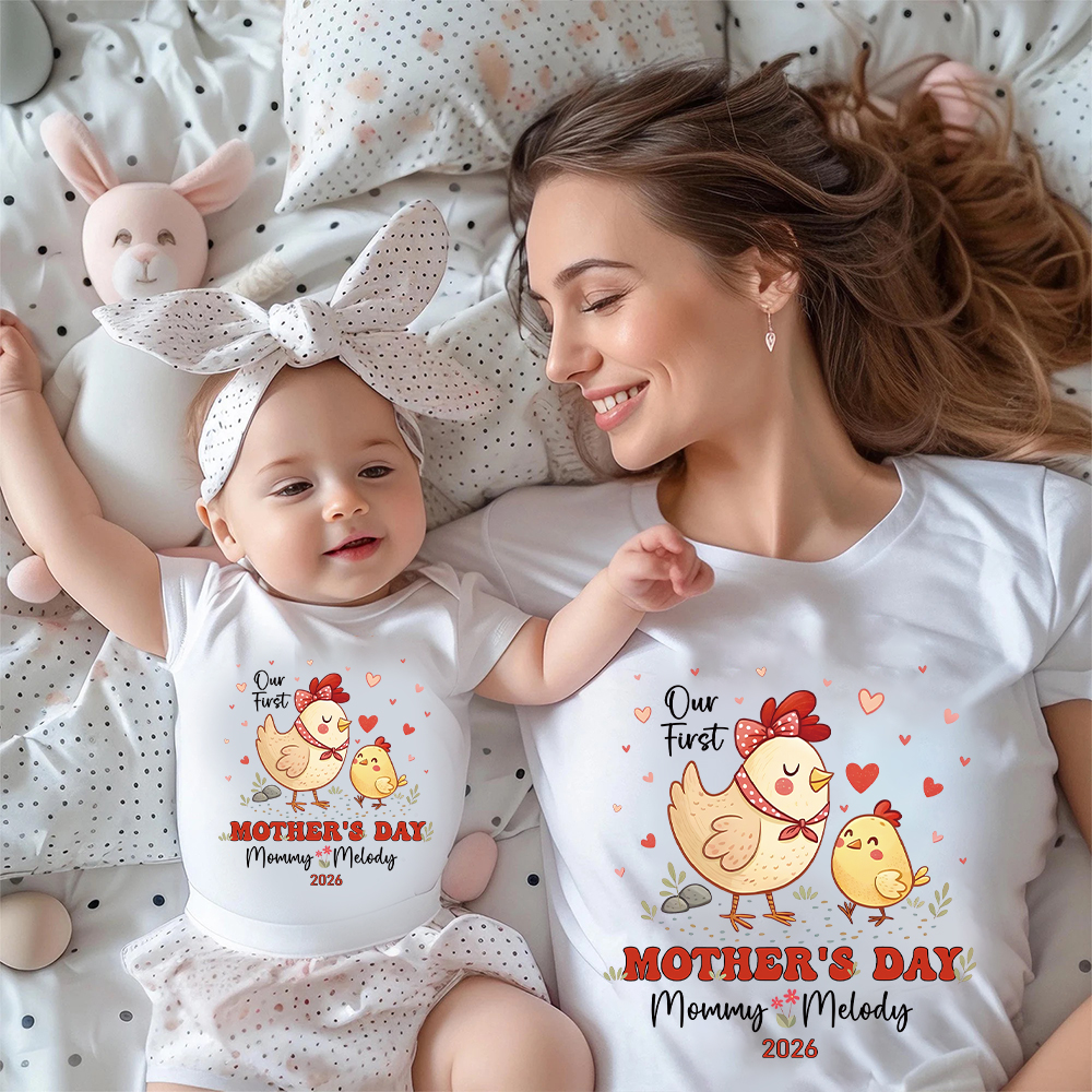 Personalized First Mother's Day Mommy and Baby Outfit | CWFamily128