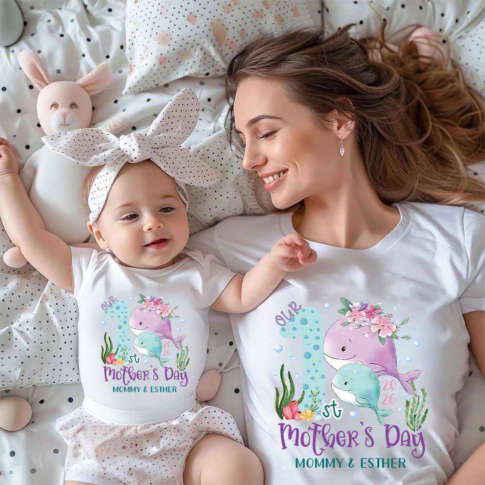 Personalized First Mother's Day Mommy and Baby Outfit | CWFamily129