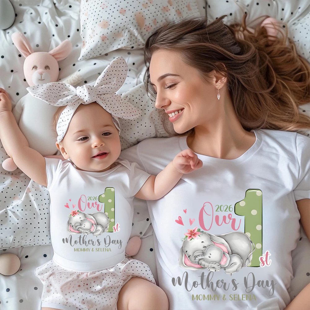 Personalized First Mother's Day Mommy and Baby Outfit | CWFamily134