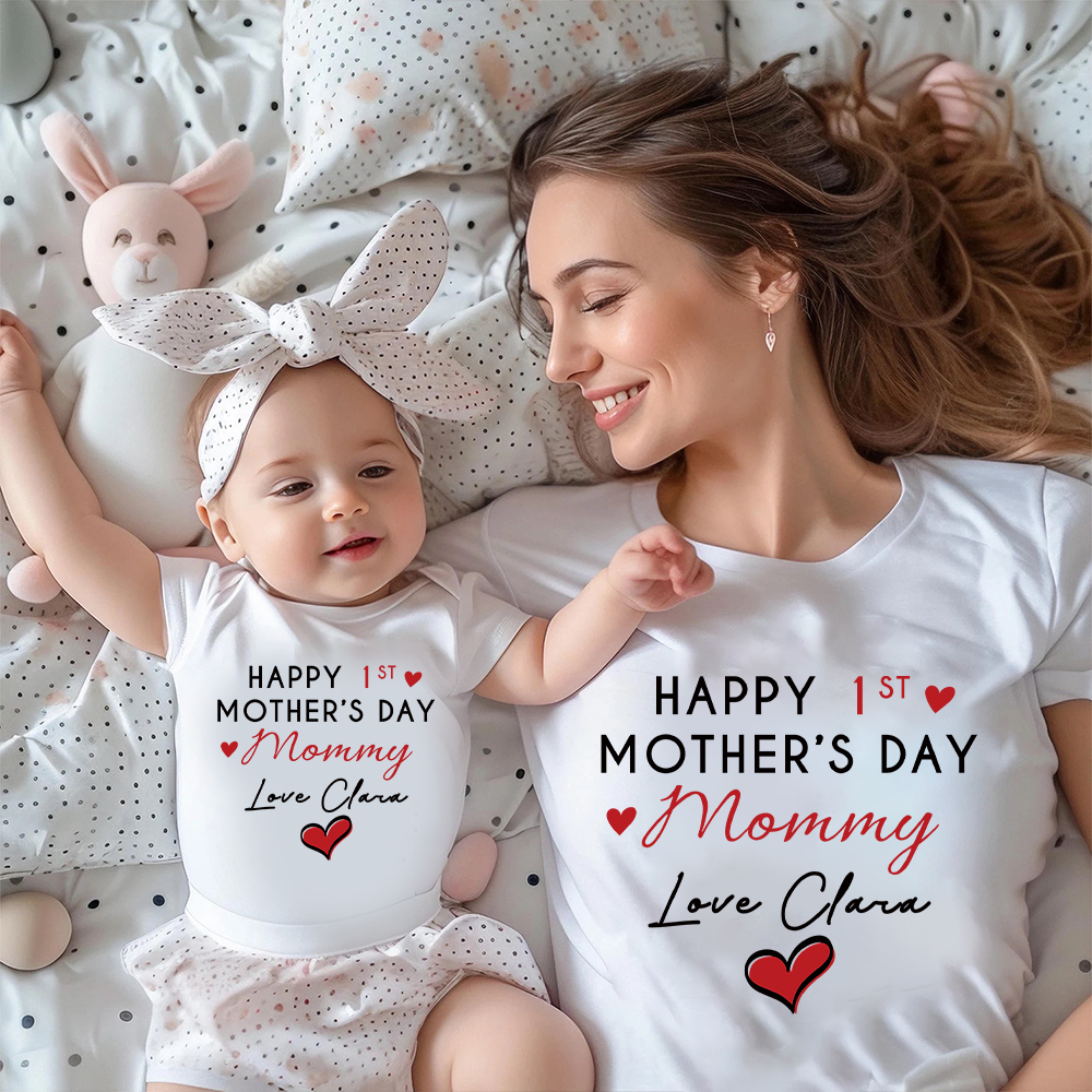 Personalized First Mother's Day Mommy and Baby Outfit | CWFamily140
