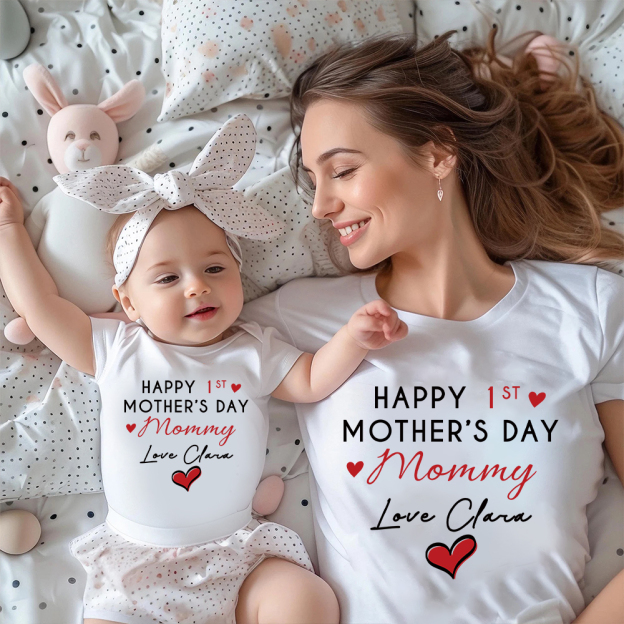 Personalized First Mother's Day Mommy and Baby Outfit | CWFamily140