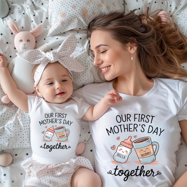 Personalized First Mother's Day Mommy and Baby Outfit | CWFamily141