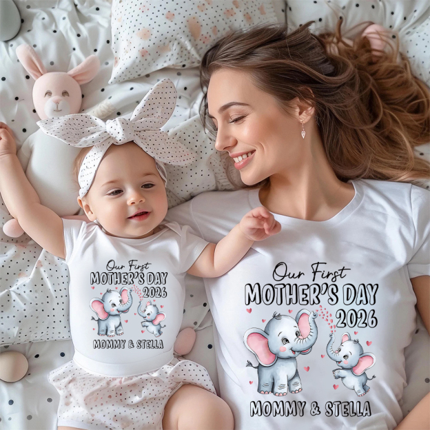 Personalized First Mother's Day Mommy and Baby Outfit | CWFamily142