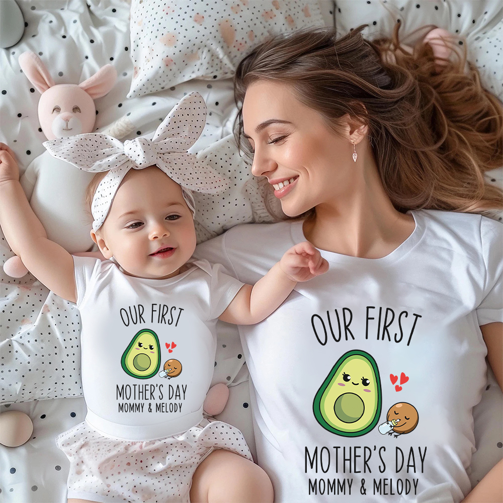 Personalized First Mother's Day Mommy and Baby Outfit | CWFamily143