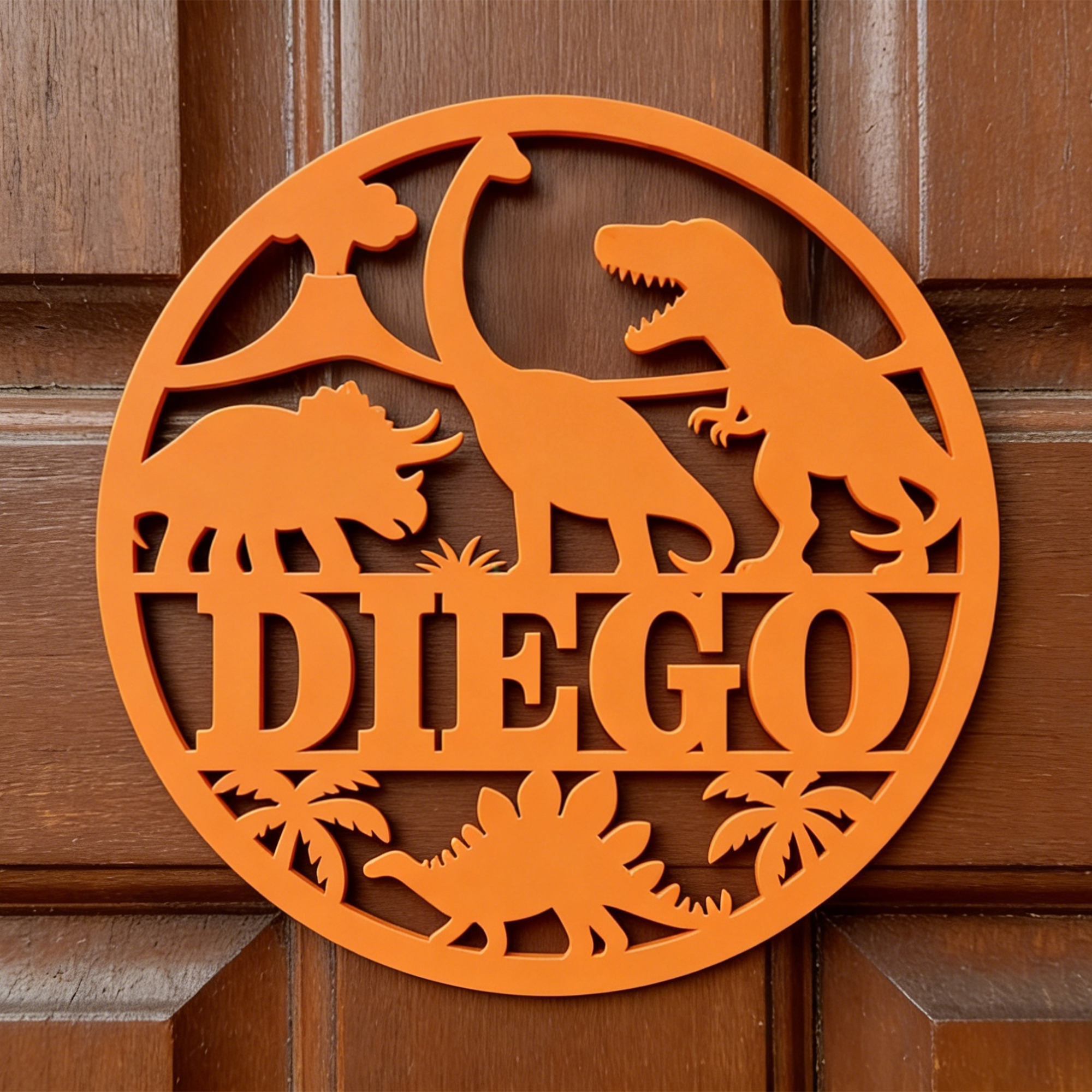 Personalized Dinosaur Kid's Bedroom Door Name Sign | CWBaby464