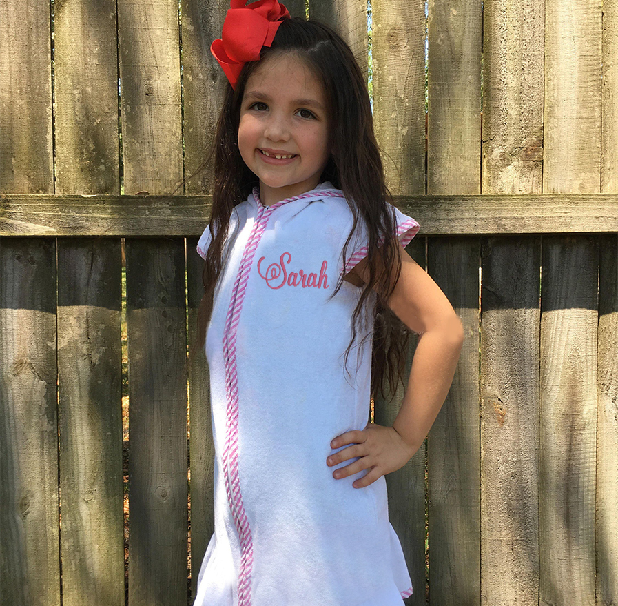 Personalized Kid Swim Cover up Hooded Robe Zippered Bath Towel | CWBaby465