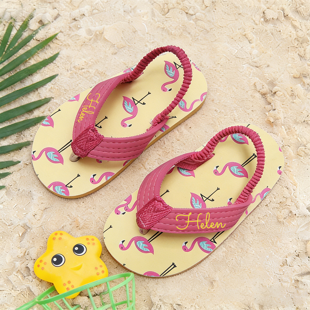 Personalized Kid summer Beach Flip Flops with Elastic Heel Strap | CWBaby474