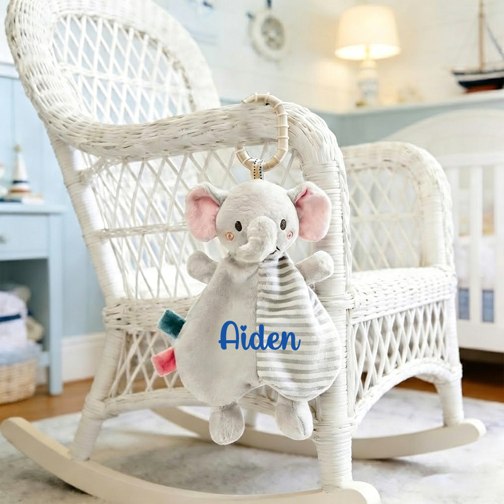 Personalized Baby Animal Bed Hanging Stripe Cuddle Toy | CWToy187