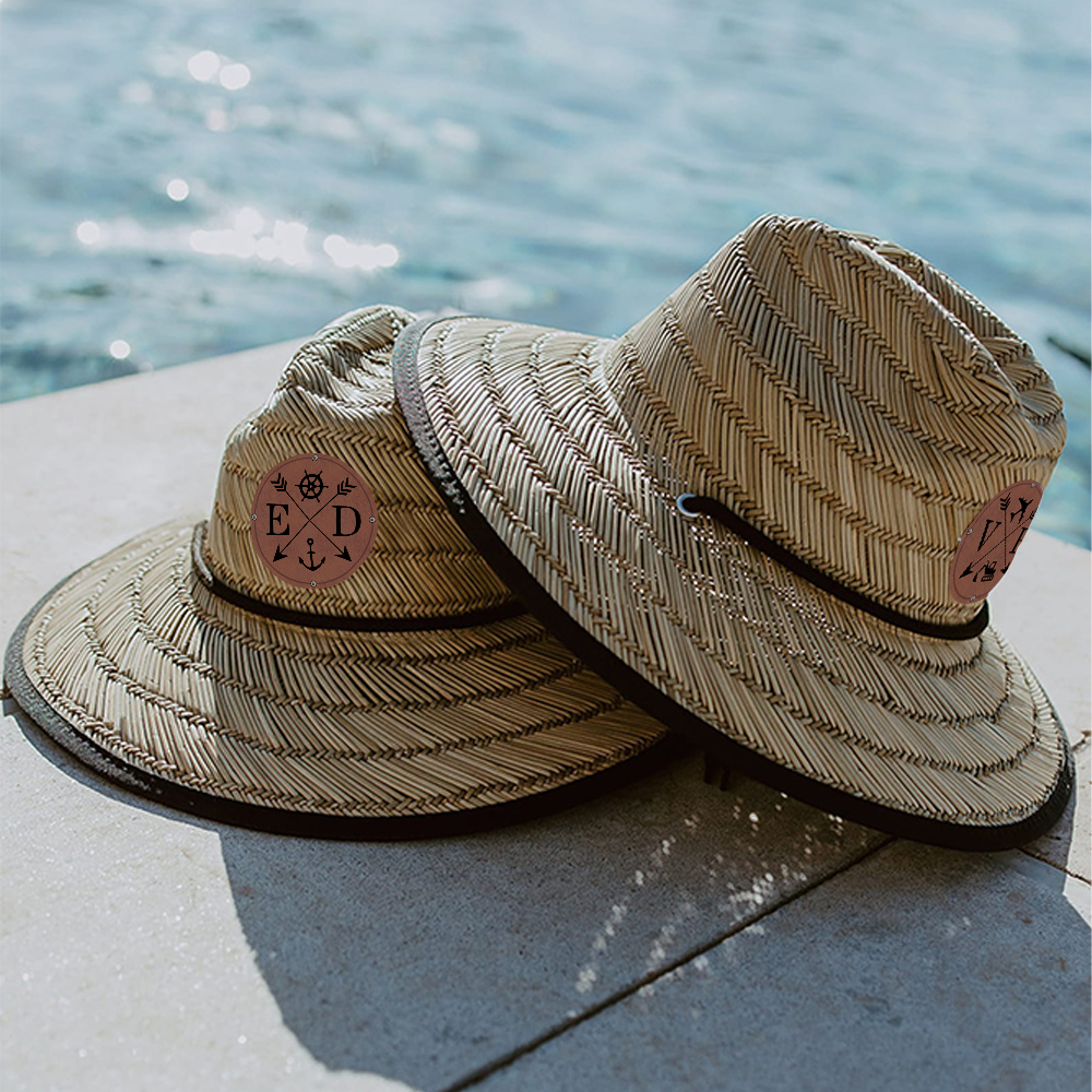 Personalized Summer Leather Patch Straw Hat for Comfort & Unique | CWBeach80