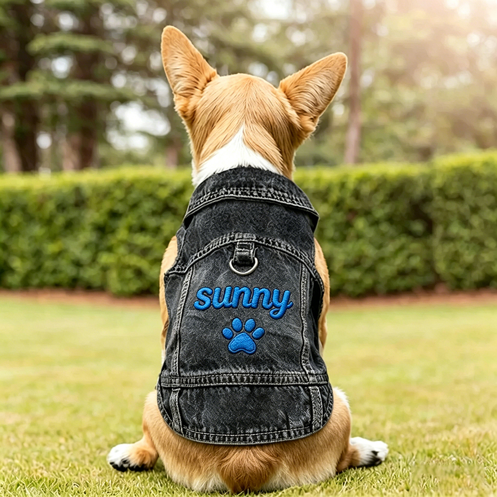 Personalized Embroidered Pet Denim Jacket | BKPet464