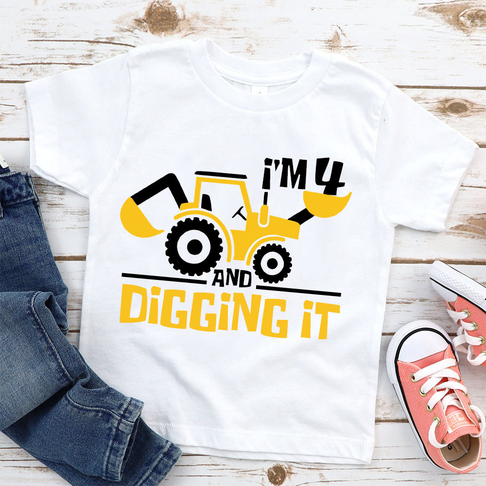 Personalized Digging It Construction Birthday T-Shirt | inBirth22
