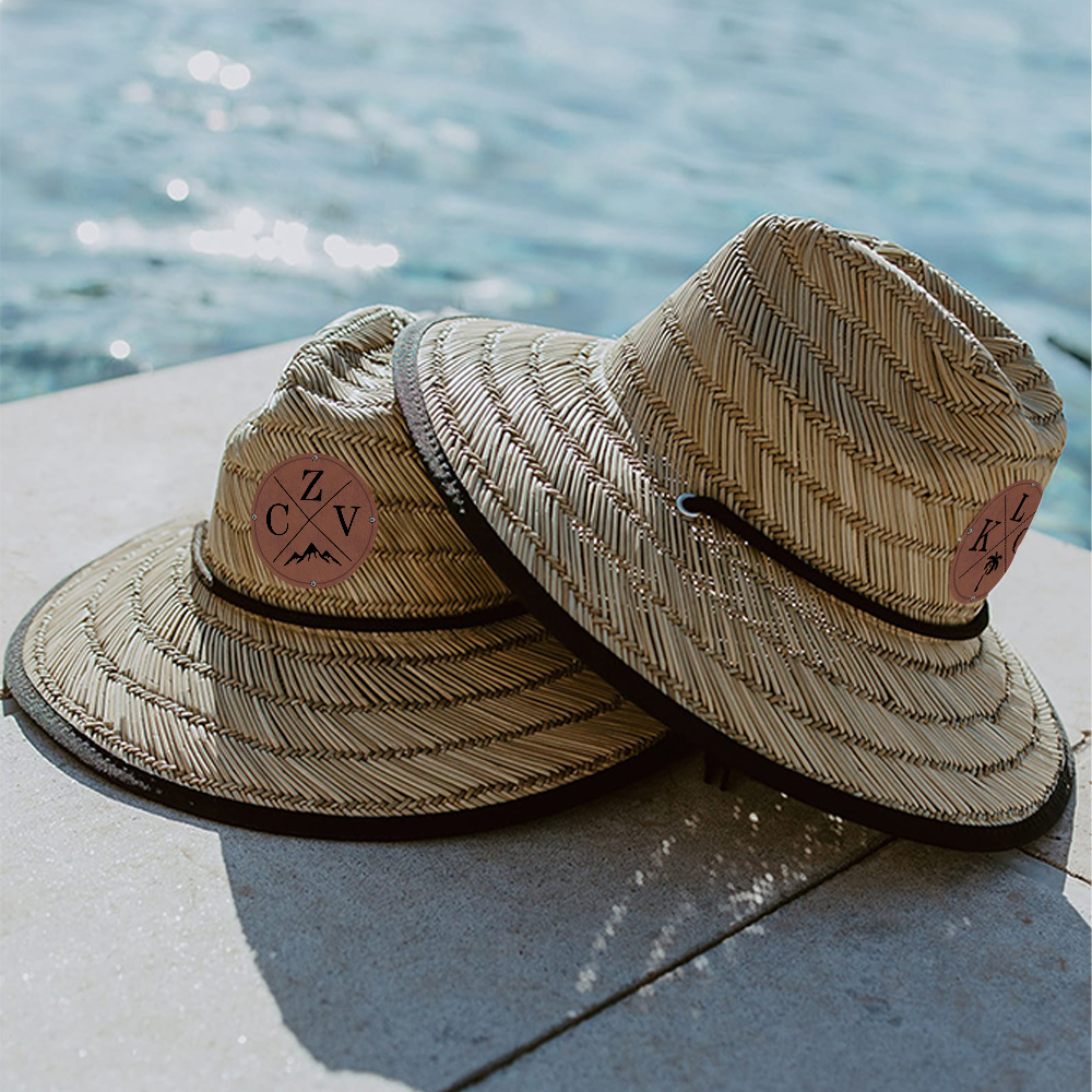 Personalized Summer Leather Patch Straw Hat for Comfort & Unique | CWBeach81