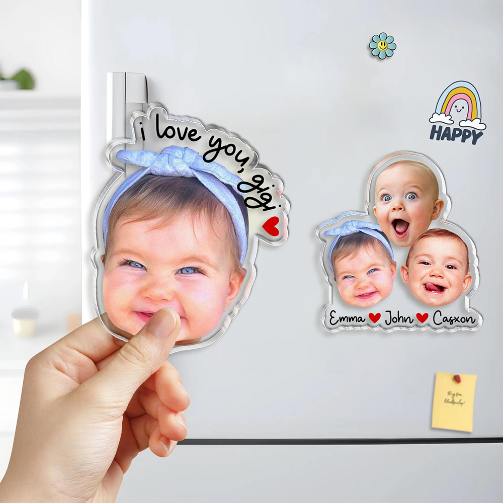 Personalized Illustrated Baby Face Photo Acrylic  Magnet | CWGift61