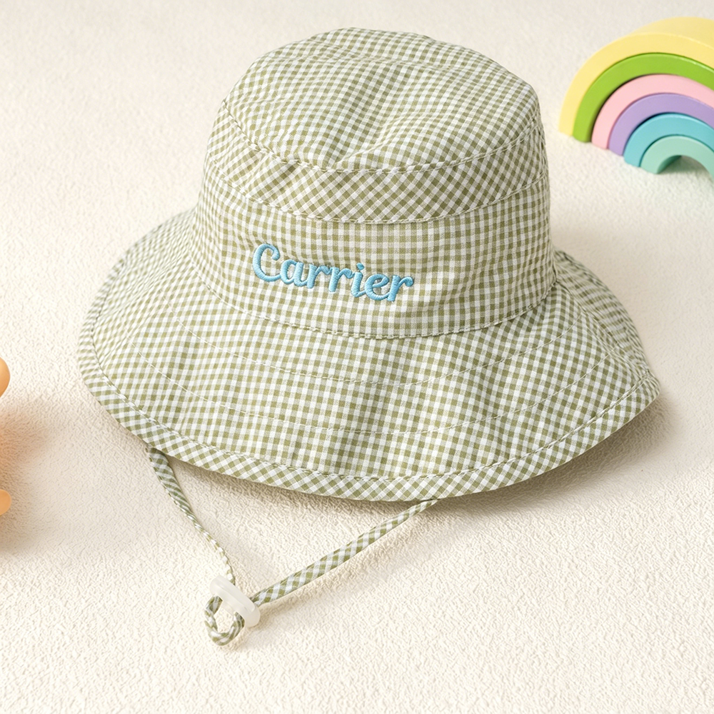 Personalized Embroidery Colourful Gingham Kids Bucket Hat | CWBeach250