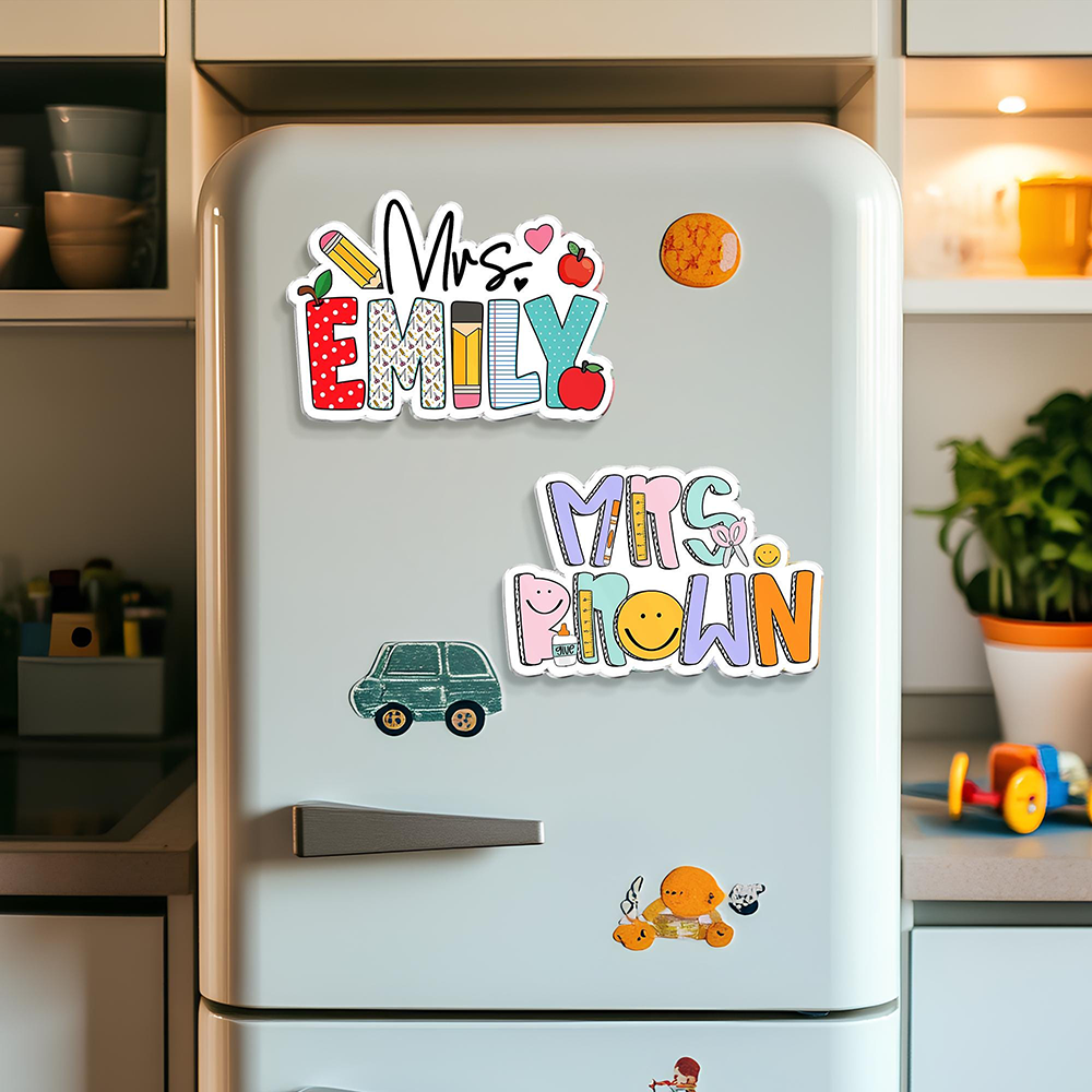 Personalized Illustrated Teacher Name Fridge Magnet | CWGift69