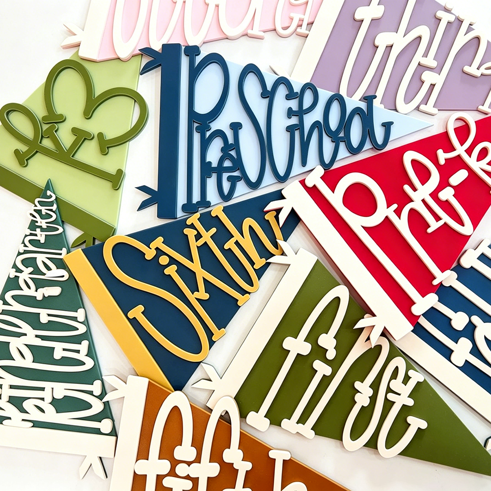 Personalized Pennant Flag Grade School Sign With Screws | CWGift71