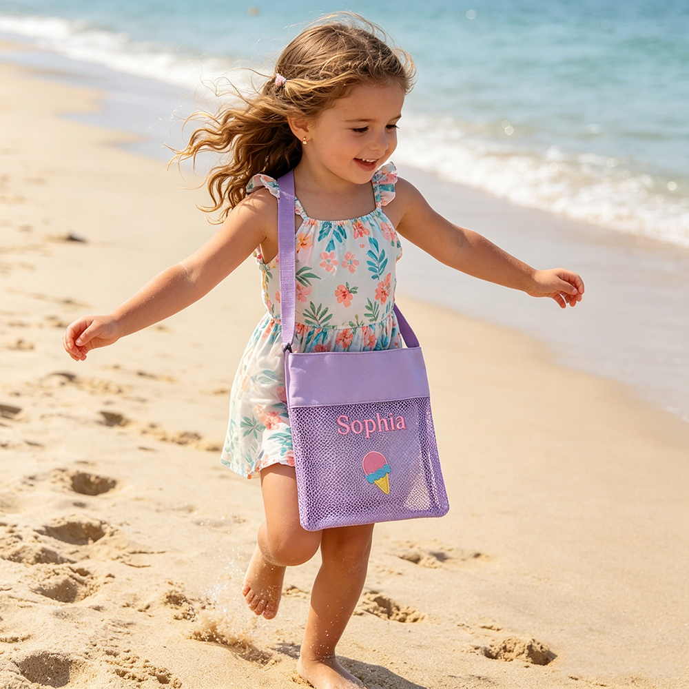 Personalized Embroidered Mesh Beach Bag For Kids | CWBeach252