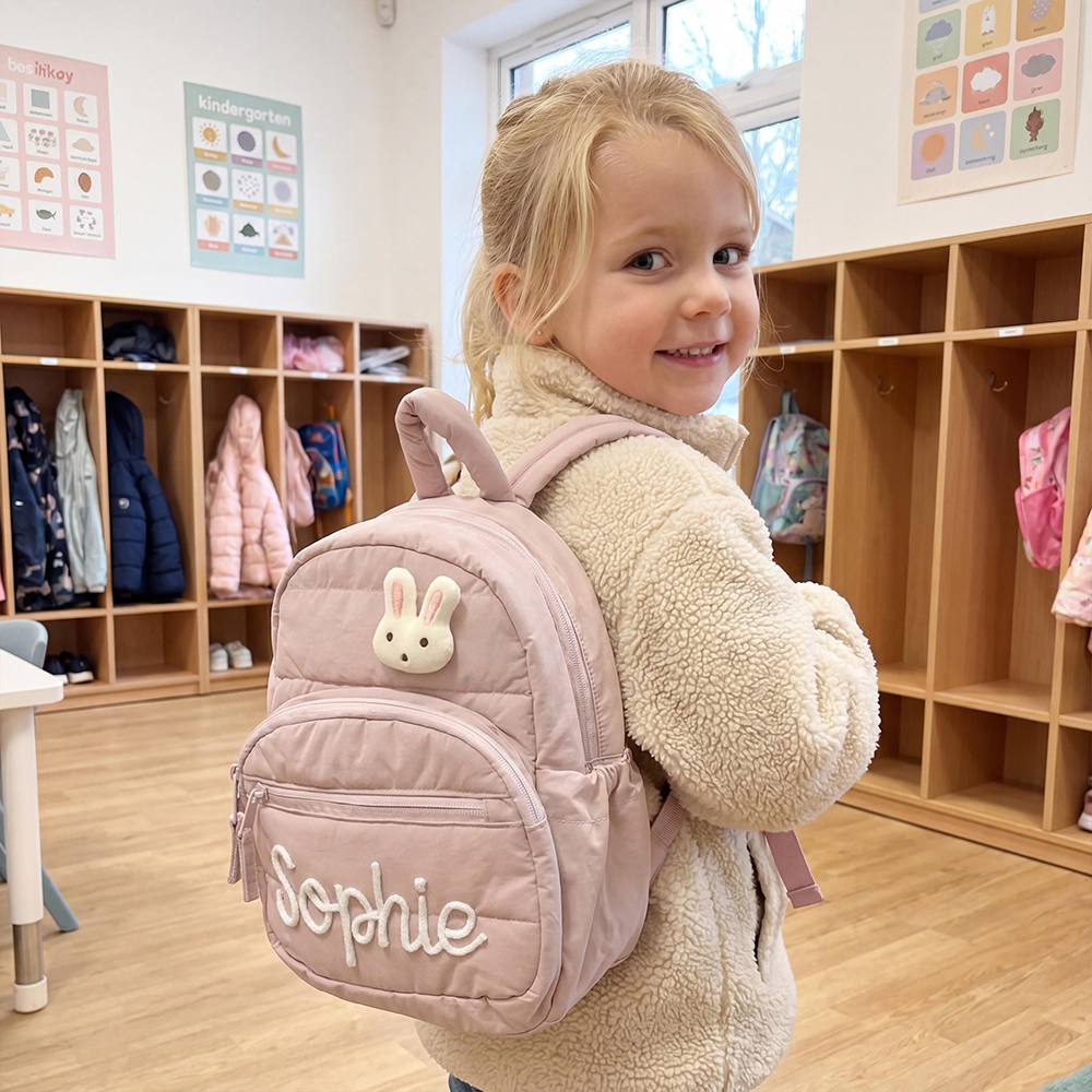 Personalized Hand Embroidery Quilted Baby Backpack | CWPack370