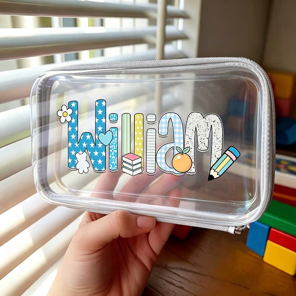 Personalized Kids Cute Doodle Hard Shell Zipper Pencil Box | CWPack375