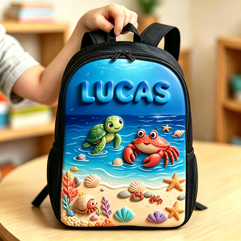 Personalized Kid Adorable Ocean Animals Backpack Set | CWPack383