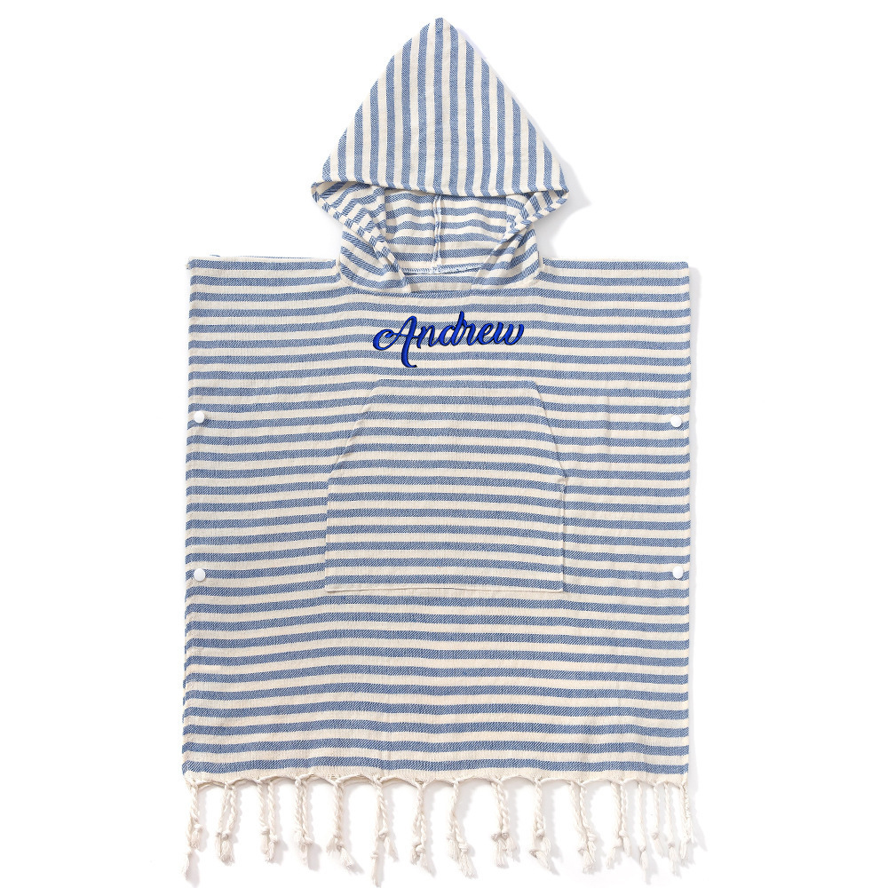 Personalized Embroidered Kids Stripe Hooded Beach Poncho | CWBeach262