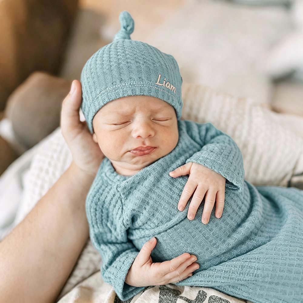 Personalized Embroidered Waffle Knit Baby Coming Home Outfit | CWBaby513