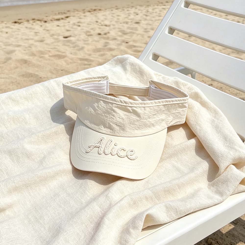 Personalized Hand Embroidery Kids Open-Top Summer Hat | CWBeach260