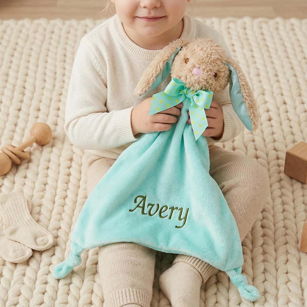 Personalized Embroidered Cute Animal Baby Security Blanket | CWToy199
