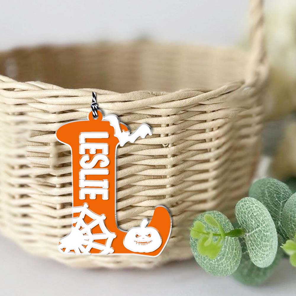 Personalized Halloween Retro Initial Name Tag | CWHalloween79