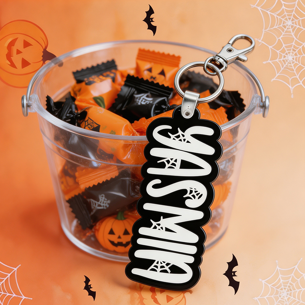 Personalized Halloween Name Tag Keychain | CWHalloween78
