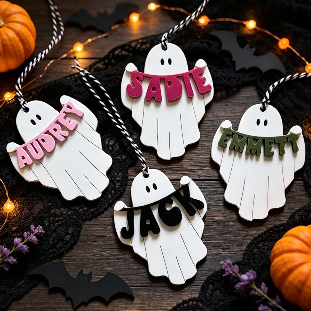 Personalized Halloween Cute Ghost Name Boo Basket Tag | CWHalloween89