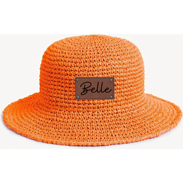 Personalized Colorful Leather Patch Straw Hat for Comfort & Unique | CWBeach86