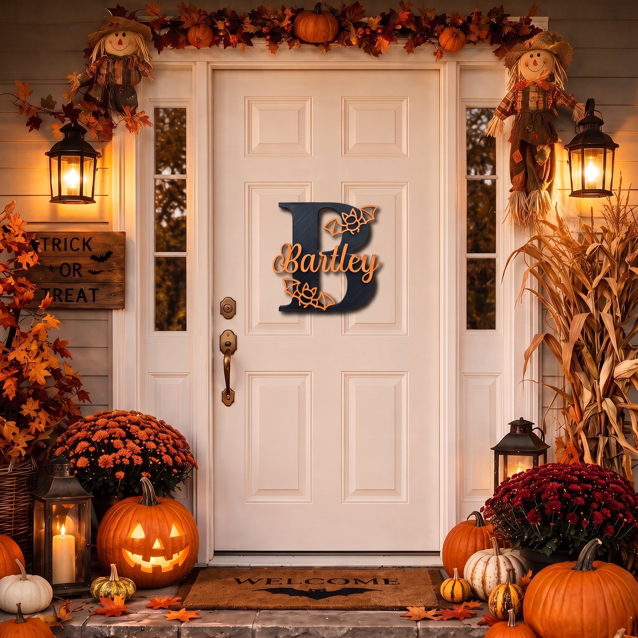 Personalized Halloween Monogram Door Decoration Name Sign | CWHalloween81