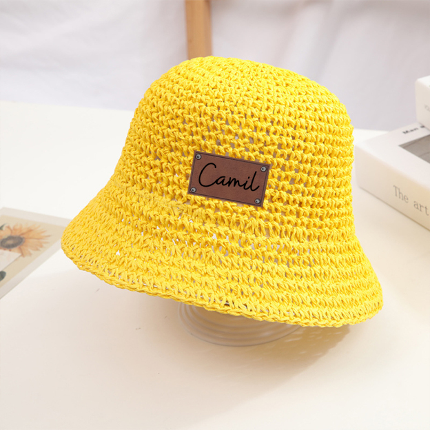 Personalized Colorful Leather Patch Straw Hat for Comfort & Unique | CWBeach86