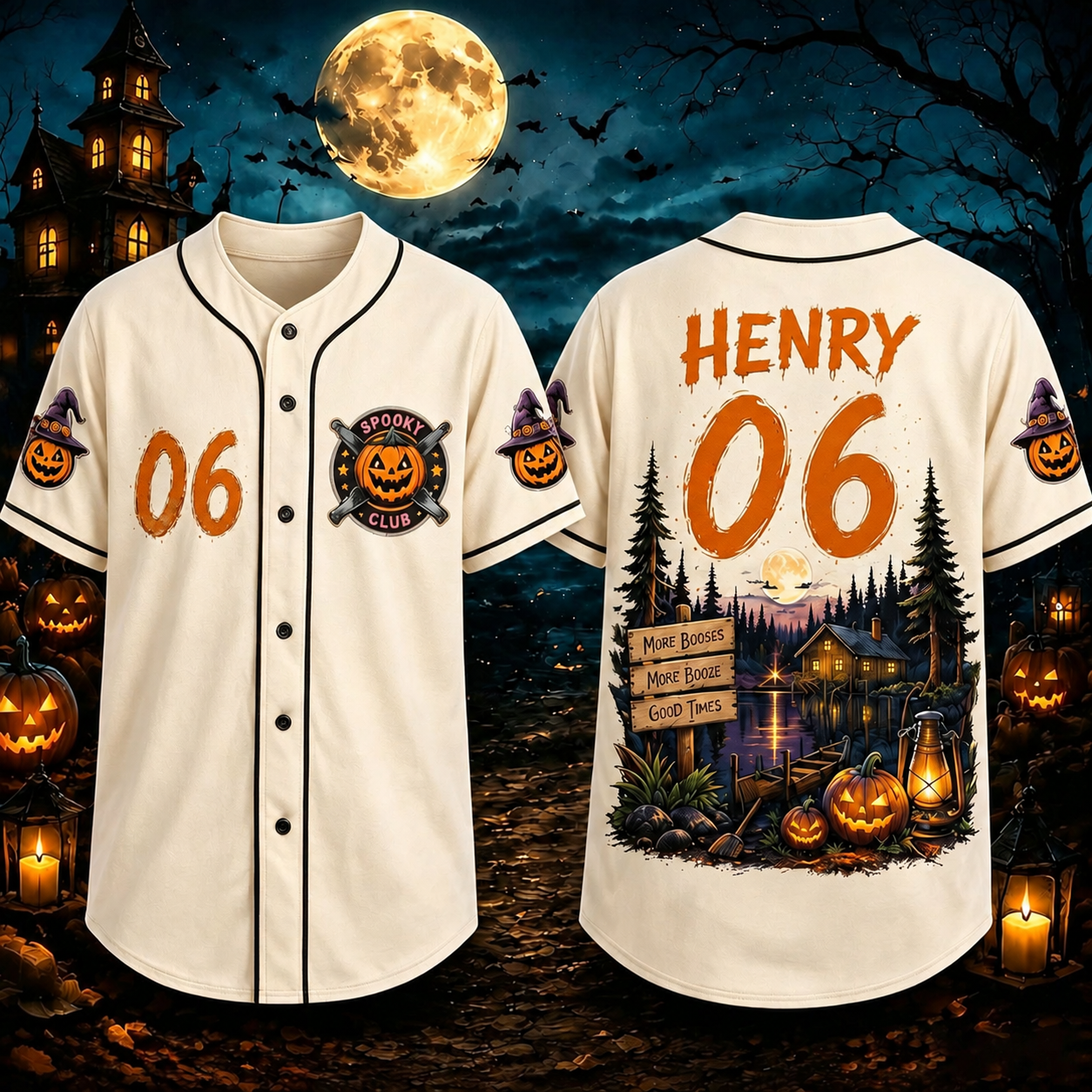 Personalized Halloween Button Up Baseball Jersey For Kid & Adult | CWHalloween93